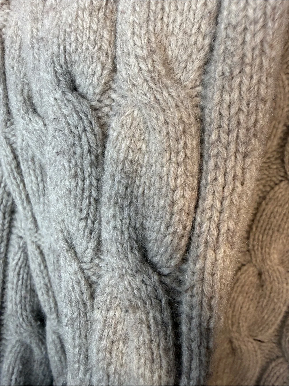 Allen Solly Mens Cable Knit Cardigan Full Zip Lambswool Gray Sweater L Vintage
